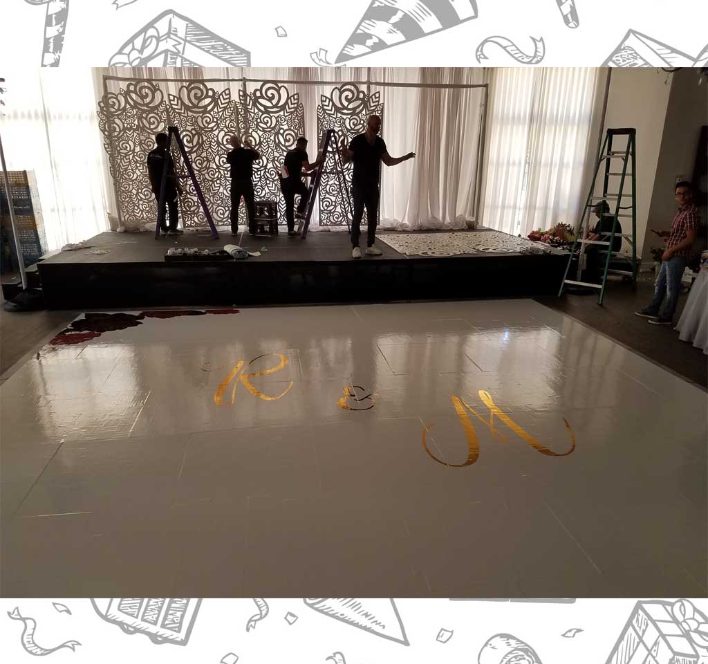 white custom dance floor wrap south florida dance floor white vinyl custom printed boca raton